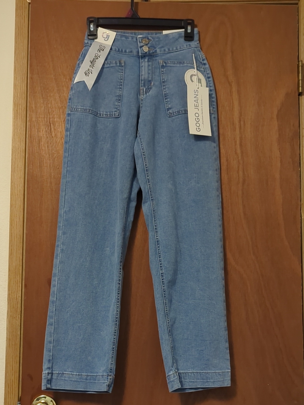 GOGO Light Blue High-Rise Straight Leg Jeans
